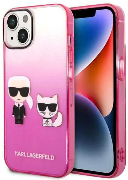 Karl Lagerfeld KLHCP14MTGKCP iPhone 14 Plus 6,7 colio kietas dėklas, eilinis/rožinis gradientas Karl & Choupette