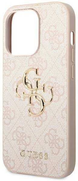Apple iPhone 14 Pro Guess dėklas 4G Big Metal Logo rožinės spalvos