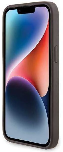 Guess GUHMP14LG4GFRW Apple iPhone 14 Pro 6.1" rudos spalvos dėklas 4G Collection Leather Metal Logo MagSa