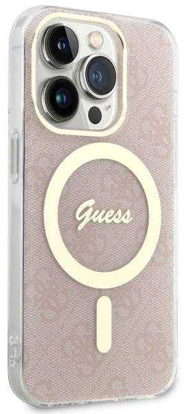 Guess GUHMP14LH4STP Apple iPhone 14 Pro 6.1″ rožinės spalvos kietas dėklas 4G MagSafe