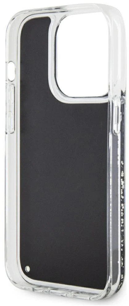 Guess GUHCP14LLCSGSGK Apple iPhone 14 Pro 6.1″ juodos spalvos kietas dėklas Liquid Glitter Marble