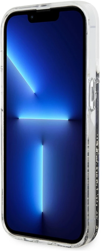 Guess GUHCP14LLCSGSGK Apple iPhone 14 Pro 6.1″ juodos spalvos kietas dėklas Liquid Glitter Marble