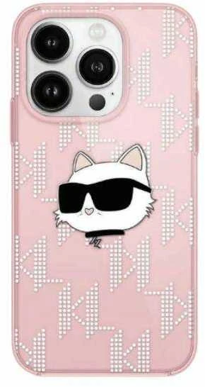 Karl Lagerfeld KLHCP14LHKLPCHP Apple iPhone 14 Pro 6.1″ rožinės spalvos kietas dėklas IML Choupette Head & Monogram