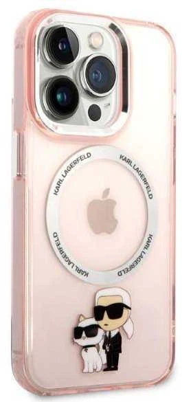 Apple iPhone 14 Pro Karl Lagerfeld dėklas IML NFT Karl&Choupette Magsafe (KLHMP14LHNKCIP) rožinės spalvos