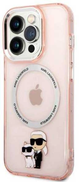 Apple iPhone 14 Pro Karl Lagerfeld dėklas IML NFT Karl&Choupette Magsafe (KLHMP14LHNKCIP) rožinės spalvos