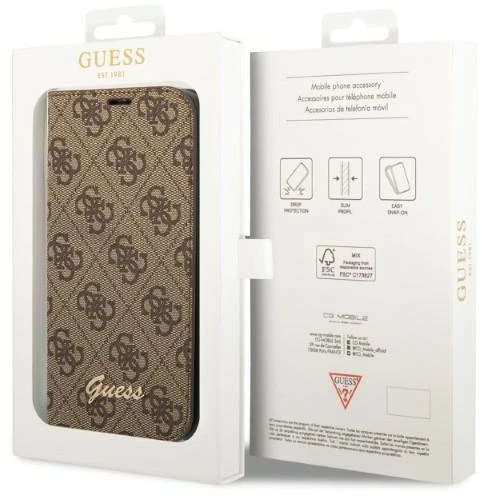 Dėklas Guess GUBKP14XHG4SHW Apple iPhone 14 Pro Max 6,7" ruda book 4G Vintage Gold Logo