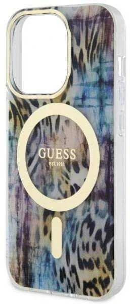 Dėklas GUESS GUHMP14XHLEOPWB IPHONE 14 PRO MAX 6.7 "Mėlynas/Mėlynas HARDCASE LEOPARD MAGSAFE
