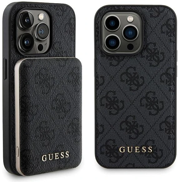 Dėklas Rinkinys Guess GUBPM5P14X4GEMGK Apple iPhone 14 Pro Max 6.7″ hardcase + Powerbank 5000mAh MagSafe juodos spalvos