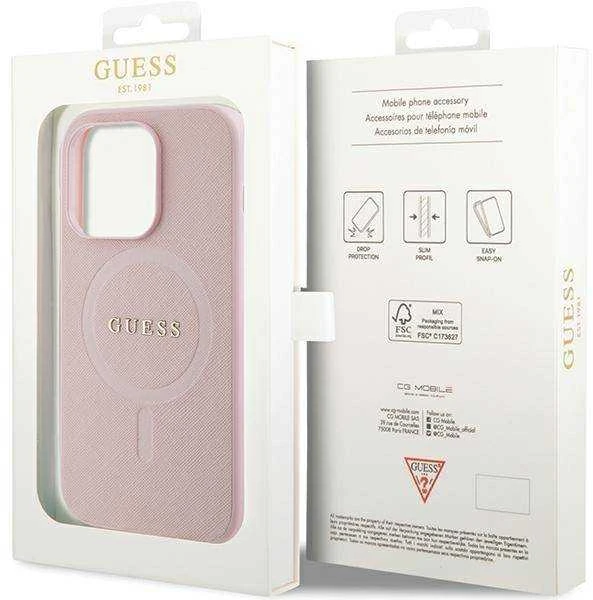 Dėklas GUESS GUHMP14XPSAHMCP IPHONE 14 PRO MAX 6.7 "Rožinis/Rožinis HARDCASE SAFFIANO MAGSAFE