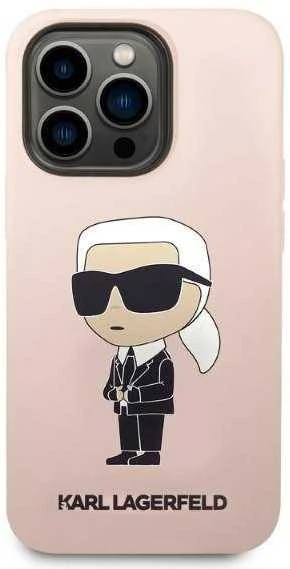 Karl Lagerfeld KLHMP14XSNIKBCP Apple iPhone 14 Pro Max 6,7″ kietas dėklas rožinės spalvos Silicone Ikonik Magsafe