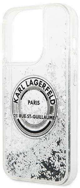 Apple iPhone 14 Pro Max Karl Lagerfeld dėklas Liquid Glitter RSG sidabrinės spalvos