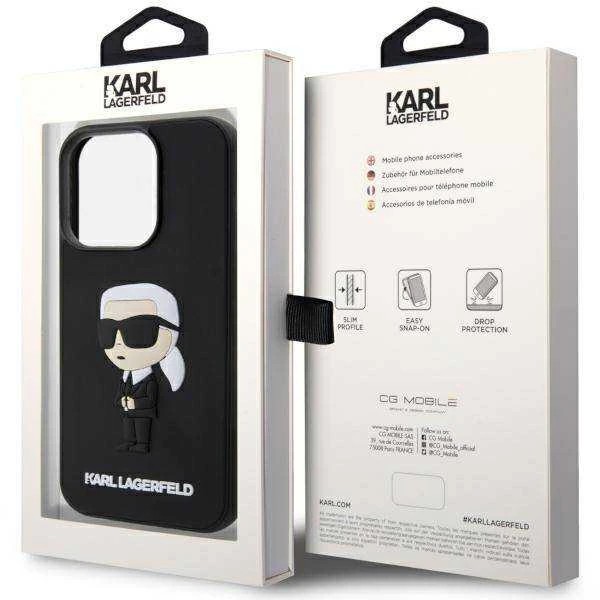 Dėklas Karl Lagerfeld KLHCP14X3DRKINK Apple iPhone 14 Pro Max 6.7" juodos spalvos hardcase Rubber Ikonik 3D