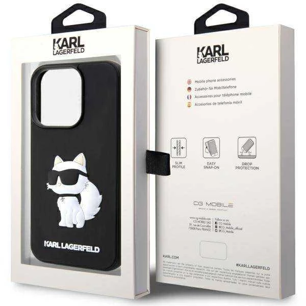 Apple iPhone 14 Pro Max Karl Lagerfeld dėklas Rubber Choupette 3D (KLHCP14X3DRKHNK) juodos spalvos