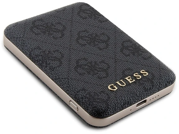 „Guess“ komplektas GUBPM5P15S4GEMGK Apple iPhone 15 6.1“ kietas dėklas + išorinė baterija 5000mAh „MagSafe“ juodos spalvos 4G su jungtimi