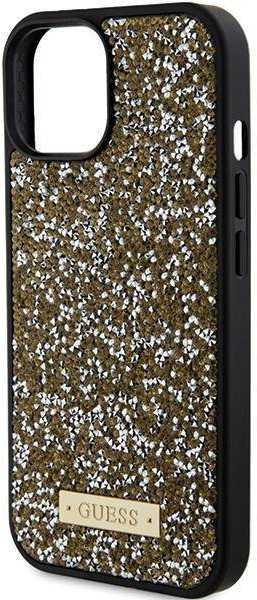 Apple iPhone 15 Guess dėklas Rhinestone Metal Logo (GUHCP15SPFGSBSD) geltonos spalvos