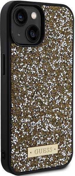 Apple iPhone 15 Guess dėklas Rhinestone Metal Logo (GUHCP15SPFGSBSD) geltonos spalvos