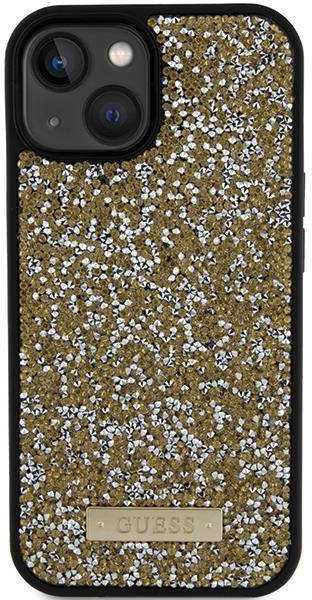 Apple iPhone 15 Guess dėklas Rhinestone Metal Logo (GUHCP15SPFGSBSD) geltonos spalvos