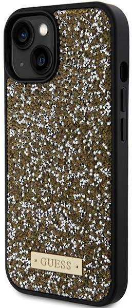Apple iPhone 15 Guess dėklas Rhinestone Metal Logo (GUHCP15SPFGSBSD) geltonos spalvos