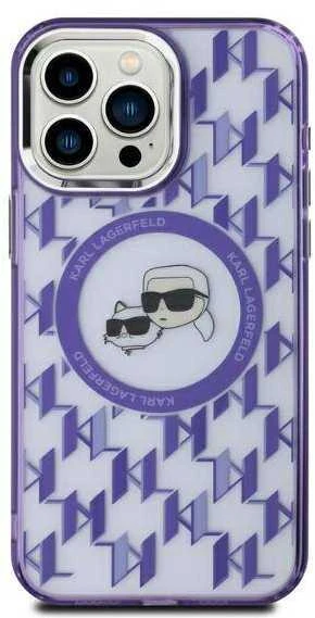 Dėklas Karl Lagerfeld KLHMP15SHMCKMHU Apple iPhone 15 6.1″violetinės spalvos IML Monogram Karl&Choupette Head MagSa