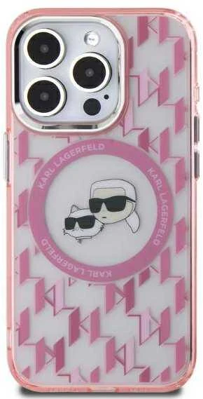 Dėklas Karl Lagerfeld KLHMP15SHMCKMHP Apple iPhone 15 6.1″ rožinės spalvos IML Monogram Karl&Choupette Head MagSafe