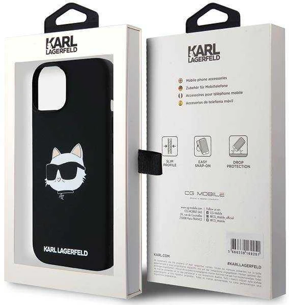 Karl Lagerfeld KLHMP15MSCHPPLK Apple iPhone 15 Plus / 14 Plus 6.7″ juodos spalvos kietas dėklas Silicone Choupette