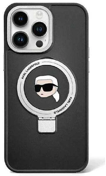 Karl Lagerfeld KLHMP15MHMRSKHK iPhone 15 Plus / 14 Plus 6.7″ juodos spalvos kietas dėklas Ring Stand Karl He