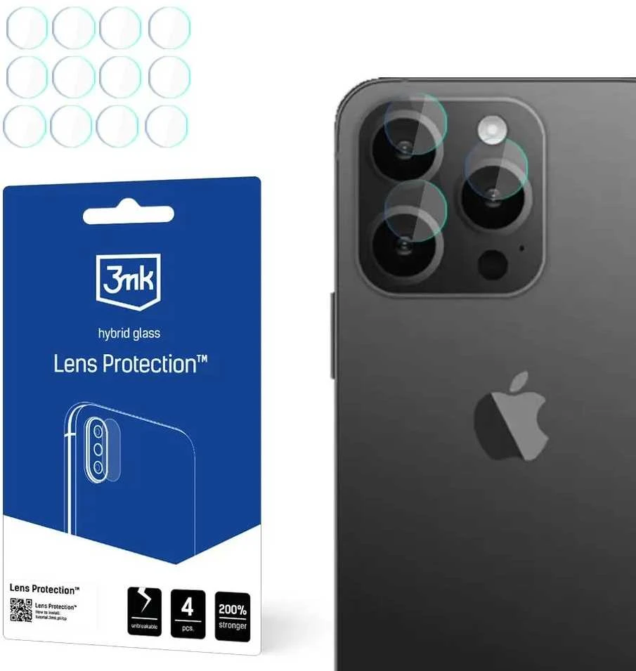 3MK objektyvo apsauga Apple iPhone 15 Pro 6.1" kameros objektyvo apsaugai, 4 vnt.