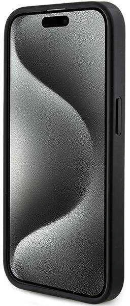 Dėklas Guess Apple iPhone 15 Pro 4G Collection Odinis Metalinis Logotipas MagSafe Juodas | ATSPĖK