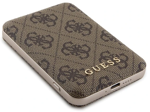 „Guess“ rinkinys GUBPM5P15L4GEMGW Apple iPhone 15 Pro 6.1“ kietas dėklas + išorinė baterija 5000mAh „MagSafe“ rudos spalvos 4