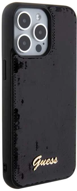 Dėklas GUESS GUHCP15LPSFDGSK IPHONE 15 PRO 6.1 "Juodas/Juodas HARDCASE SEQUIN SCRIPT METAL