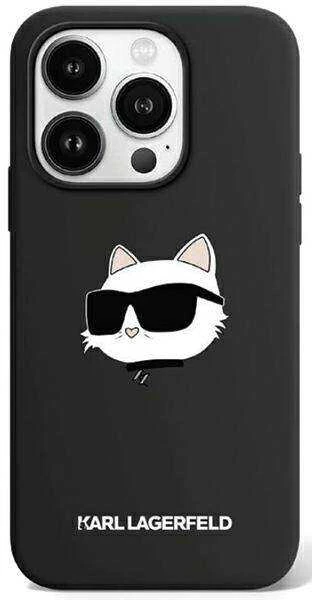 Karl Lagerfeld KLHMP15LSCHPPLK Apple iPhone 15 Pro 6.1″ juodos spalvos kietas dėklas Silicone Choupette Head MagSa