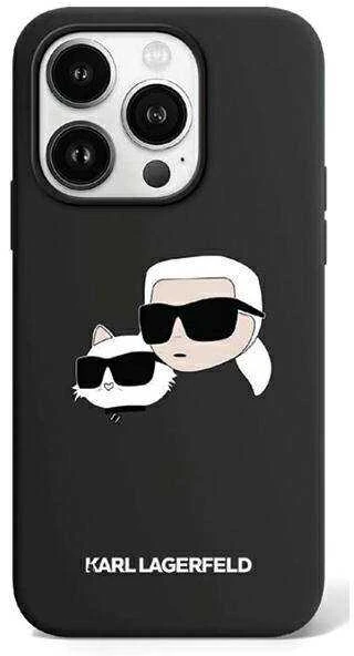Karl Lagerfeld KLHMP15LSKCHPPLK iPhone 15 Pro 6.1″ juodos spalvos kietas dėklas Silicone Karl & Choupette MagSafe