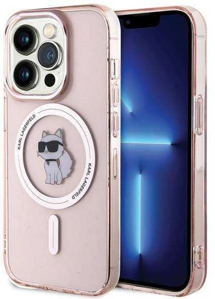 Apple iPhone 15 Pro Karl Lagerfeld dėklas IML Choupette MagSafe (KLHMP15LHFCCNOP) rožinės spalvos