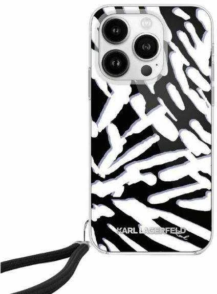 Apple iPhone 15 Pro Karl Lagerfeld dėklas IML Zebra Pattern & Cord (KLHCP15LHZBPKCCK) juodos spalvos