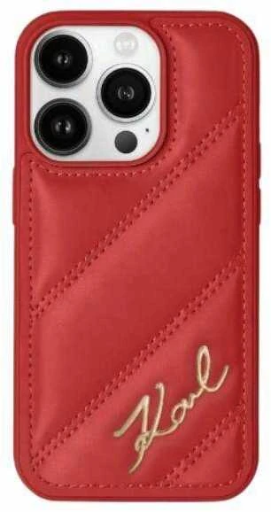 Karl Lagerfeld KLHCP15LPQDSMGR Apple iPhone 15 Pro 6.1″ red kietas dėklas Diagonal Quilted Script