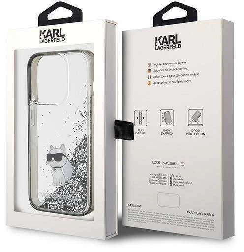Dėklas Karl Lagerfeld KLHCP15LLKCNSK IPHONE 15 PRO 6.1 "TRANSPARENT HARDCASE LIQUID GLITTER CHUPETTE
