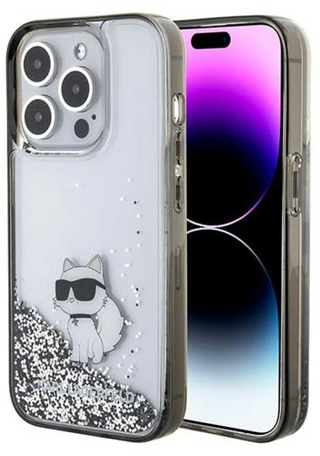 Dėklas Karl Lagerfeld KLHCP15LLKCNSK IPHONE 15 PRO 6.1 "TRANSPARENT HARDCASE LIQUID GLITTER CHUPETTE