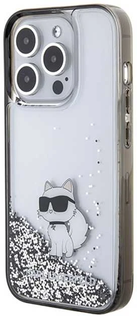Dėklas Karl Lagerfeld KLHCP15LLKCNSK IPHONE 15 PRO 6.1 "TRANSPARENT HARDCASE LIQUID GLITTER CHUPETTE