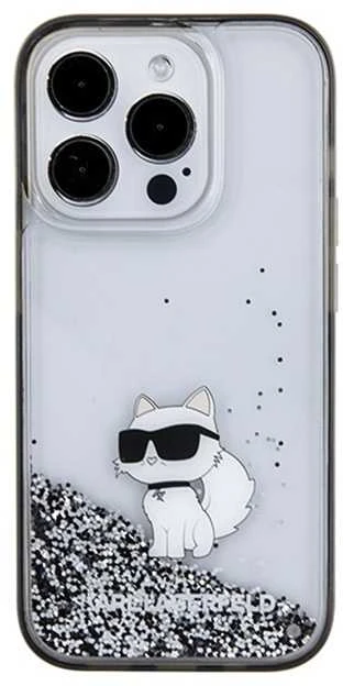 Dėklas Karl Lagerfeld KLHCP15LLKCNSK IPHONE 15 PRO 6.1 "TRANSPARENT HARDCASE LIQUID GLITTER CHUPETTE