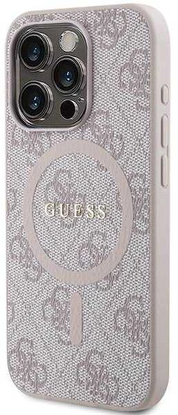 Guess GUHMP15XG4GFRP Apple iPhone 15 Pro Max 6.7" rožinės spalvos harddėklas 4G Collection Leather Metal Logo Mag