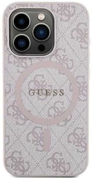 Guess GUHMP15XG4GFRP Apple iPhone 15 Pro Max 6.7" rožinės spalvos harddėklas 4G Collection Leather Metal Logo Mag