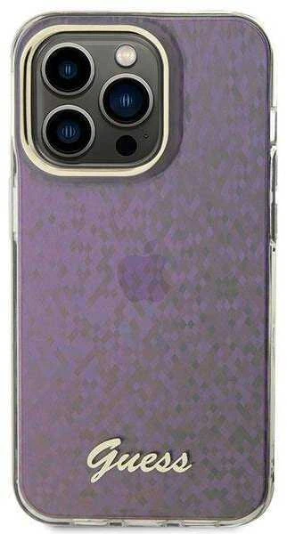 Guess GUHCP15XHDECMP Apple iPhone 15 Pro Max 6.7″rožinės spalvos kietas dėklas IML Faceted Mirror Disco Iridescent