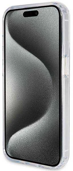 Dėklas GUESS GUHMP15XHRSGSD IPHONE 15 PRO MAX 6,7 col. SKAIDRUS / SKAIDRUS KIETOS DĖLĖS RING STOVAS SCRIPT GLITTER MAGSAFE