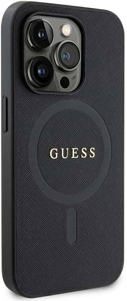 Guess PU Saffiano MagSafe dėklas skirtas Apple iPhone 15 Pro Max juodos spalvos