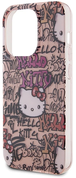 Hello Kitty HKHCP15XHDGPTP iPhone 15 Pro Max 6.7″ rožinės spalvos kietas dėklas IML Tags Graffiti