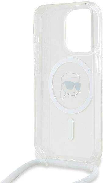 Karl Lagerfeld KLHMP15XHCKHNT Apple iPhone15 Pro Max 6.7″ kietas dėklas skaidrus Crossbody IML Karl Head Mag