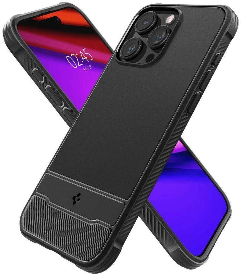 Apple iPhone 15 Pro Max Spigen Rugged Armor MagSafe Matte telefono dėklas juodos spalvos