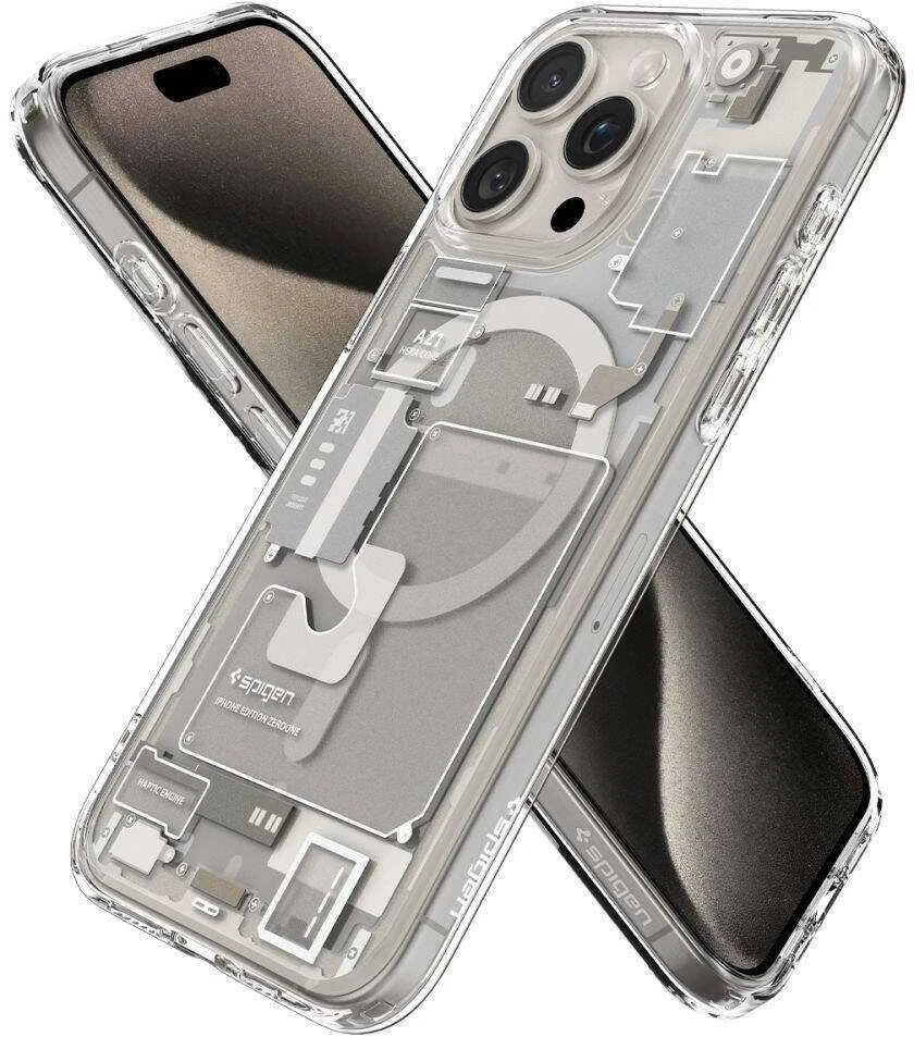Spigen Ultra Hybrid Zero One (MagFit) dėklas skirtas Apple iPhone 15 Pro Max, spalva - Zero One Natural Titanium