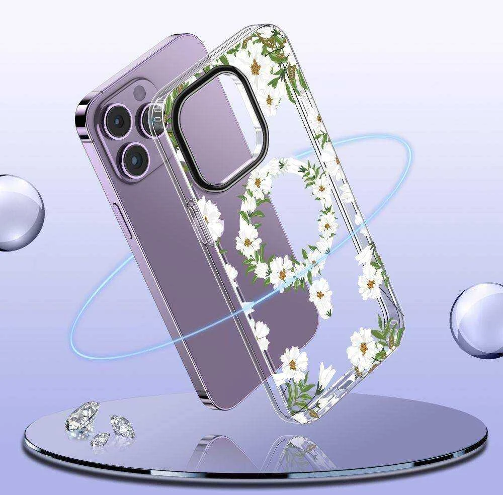 Apple iPhone 15 Pro Max Tech-Protect MagMood MagSafe Spring Daisy dėklas telefonui skaidrus