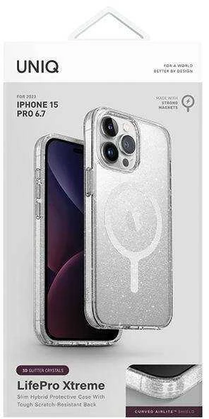 UNIQ dėklas LifePro Xtreme Apple iPhone 15 Pro Max 6.7" Magclick Charging blizgučiais liucentas